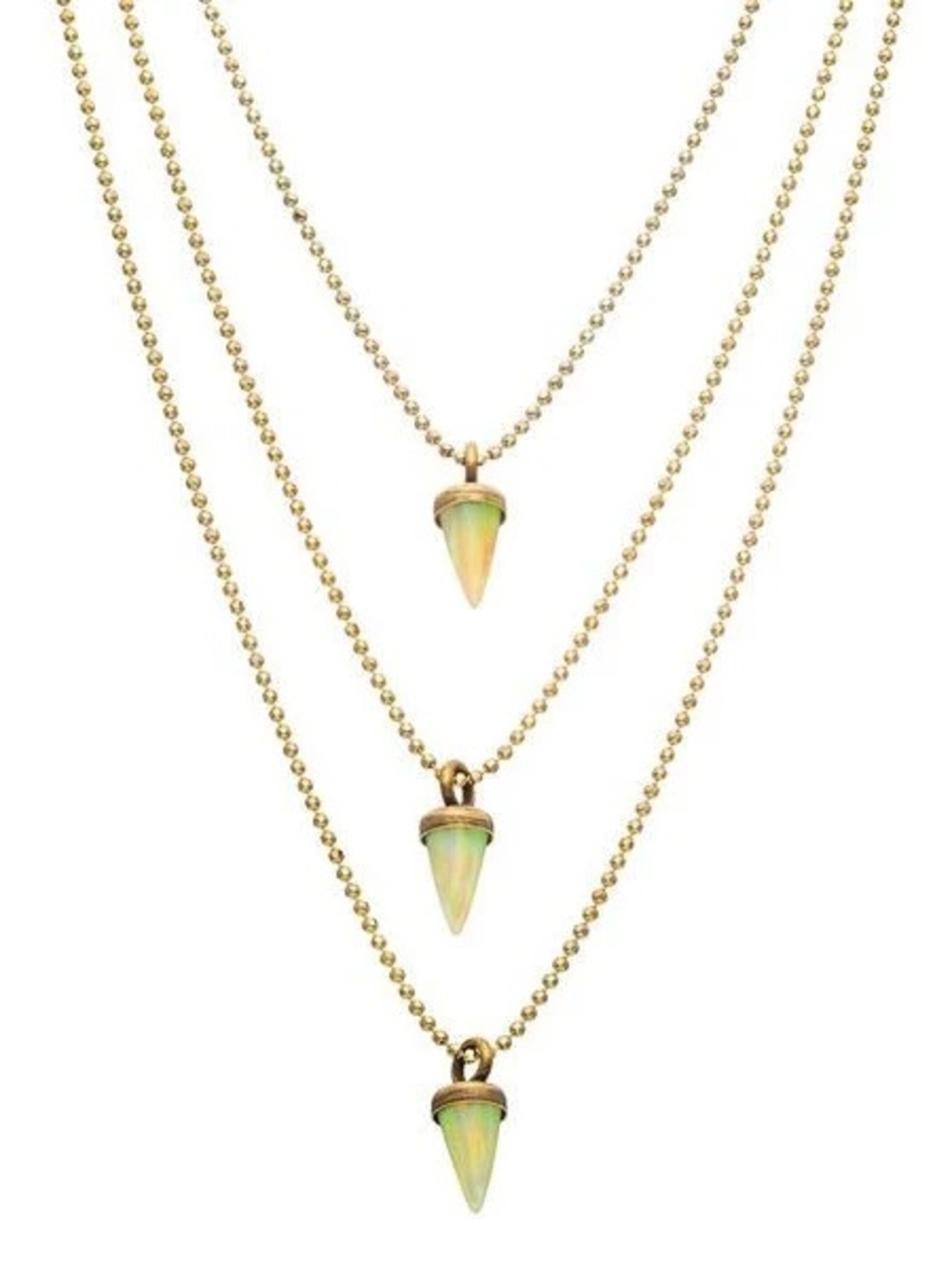Lionette NY Avish 14k Gold Vermeil Simulated Opals Spike Necklace Layered